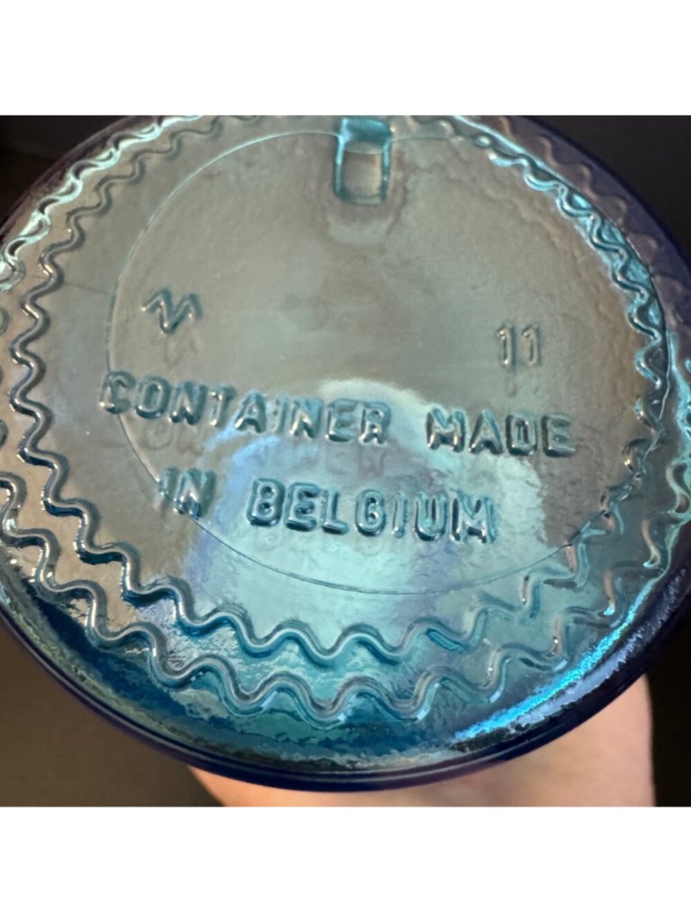 VTG Blue Glass Apothecary Jar Dome Lid Made In Belgium Decorative Storage Contai - Picture 3 of 12